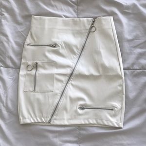 White Faux Leather Mini Skirt